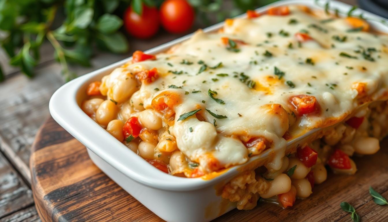 Cheesy White Bean & Tomato Bake