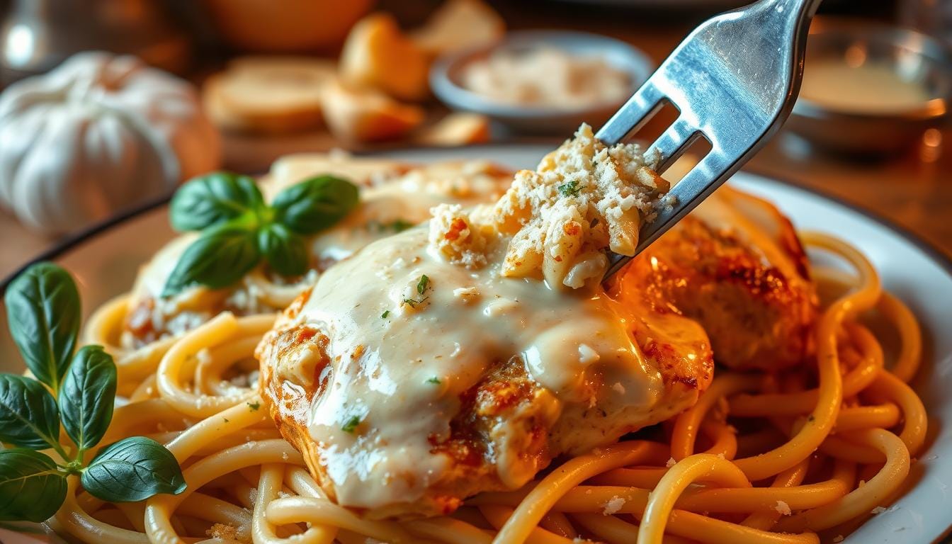 Rich, Creamy Garlic Chicken Parm Pasta